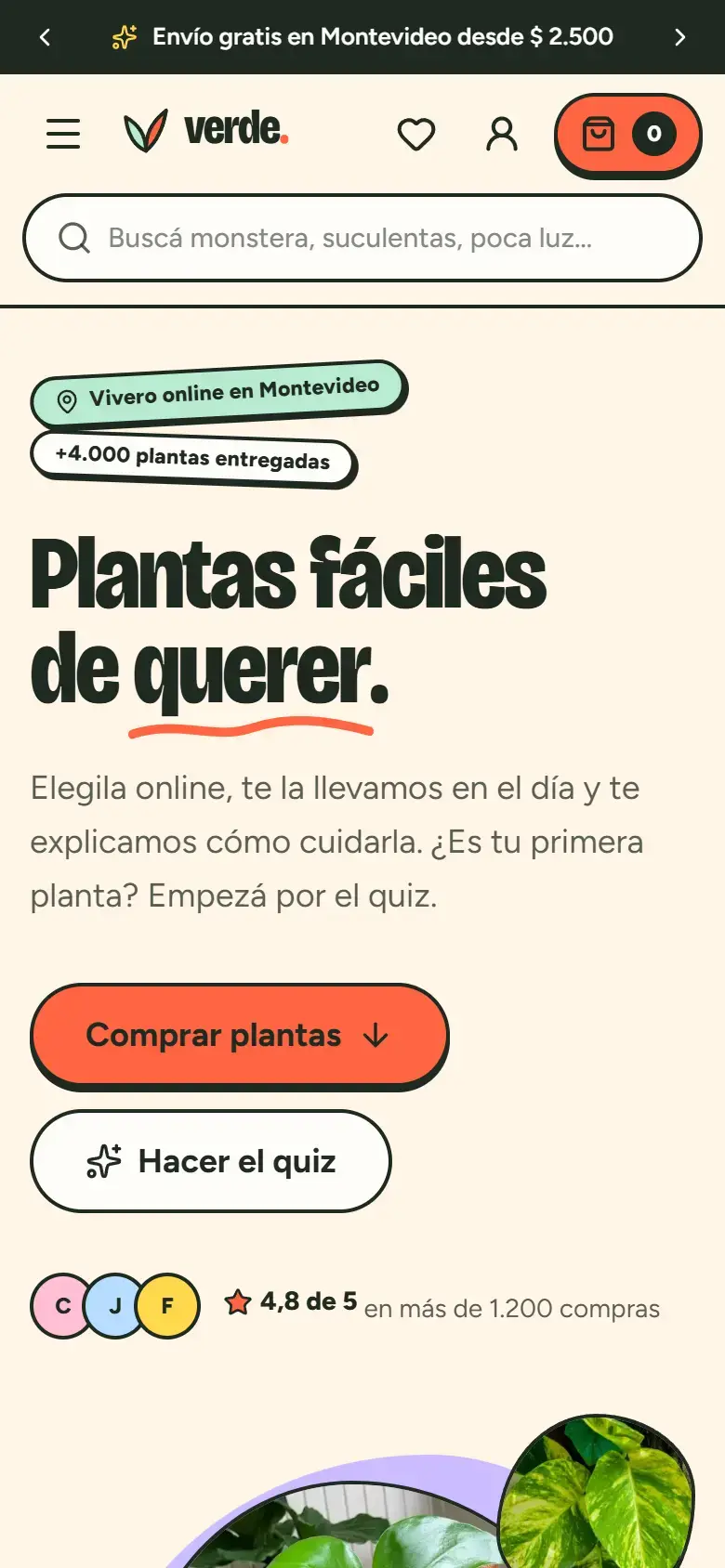 Captura en celular de Verde Tienda